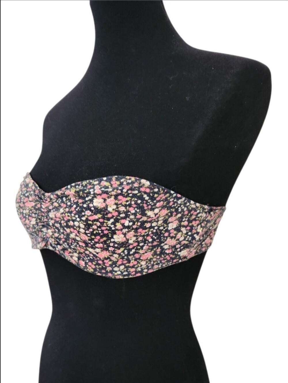 Vintage Urban Outfitters black ditsy calico floral print bandeau bra top size M